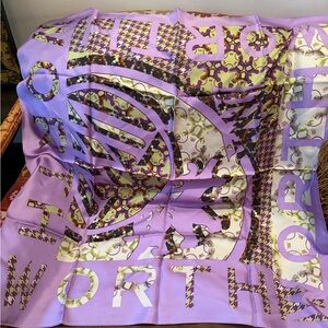 Worth Collection: Lavender,  Green, Brown Graphic Silk Scarf